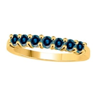 Mauli Jewels годежни пръстени за жени карат камък син диамантен агрегат пръстен 4-Prong 10K Yellow Gold