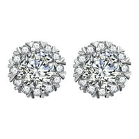 Пълни диамантени обеци за шпилки прости и многостранни обеци за сватба за жени за жени за всеки повод
