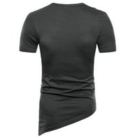 Мъжки лятна тениска с късо ръкав тънък приготен риза върхове нередовен дизайн плетене на въже блуза солидни тениски върхове върхове