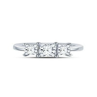 14kt бяло злато принцеса диамант 3-каменна булчинска сватбена годежен пръстен 1- cttw