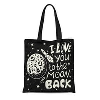 Платна чанта за тота, обичам те до луната и гърба романтична трайна чанта за пазаруване за многократна употреба на рамо за рамо