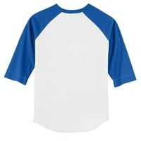 Младежки мъничко бяло Royal Royal Los Angeles Dodgers подредени 3 4-ръкави тениска Raglan