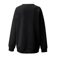 Жени плюс разтвор за размери Женски моден отпечатан хлабав блуза с дълъг ръкав кръгла шия ежедневни пуловерни върхове пуловер