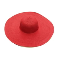 шапки за жени летни шапки за жени широки бонграс жени слама плажна шапка малко момиче слънчева шапка сгъваеми дами шапки червено + един размер