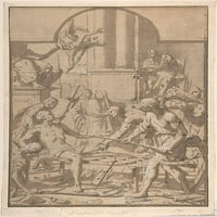 Мъченичеството на печат на плакати от Сейнт Лорънс от анонимен, италиански, римско-болонезе, 17 век