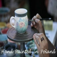 Полша керамика Правоъгълна хлебар Polmedia Water Tulip Тема Ръчно рисувана в Boleslawiec, Полша + Сертификат за автентичност