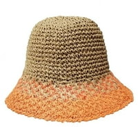 Дами слама шапка на кофа лято UV защита плаж сгъваема слънчева шапка модна кофа плаж шапка