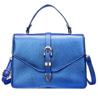 Crossbody Чанти за жени, регулируема презрамка за презрамки Crossbody чанти Pu кожена чанта за портмоне за рамо кръстосана чанта за тяло с китка отгоре - синьо