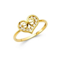 Jewels 14K жълто злато кубик циркония CZ Heart Fashion Anniversary Ring Size 11