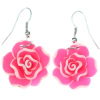 Mi amore flower dangle-earrings розово бяло