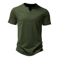 Odeerbi Мъжки лятна ежедневна риза солидни тънки върхове с къс ръкав с тениска с тениска блуза маслинено зелено