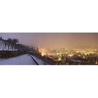 Панорамни изображения PPI137817L City, запален през нощта Esslingen Am Neckar Stuttgart Baden -Wurttemberg Германия Печат от панорамни изображения - 12
