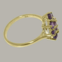 Британски направен традиционен солиден 9K жълто златен пръстен с естествен аметист женски пръстен - Опции за размер - размер 4.25