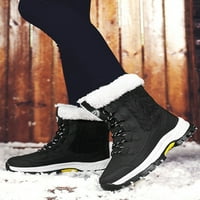 Rotosw дами среден телешки обувка кръг пръст снежни ботуши плюшени облицовки зимни топли обувки дишаща дантела нагоре на открито устойчиво черно 7,5