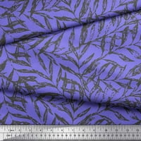 Soimoi Purple Japan Crepe Satin Fabric Artistic Leaves Print Fabric от двор широк