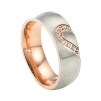 Heiheiup size5- стомана и половин пръстени праскови двойки неръждаеми сърцевини Американски стоманен диамант Европейски пръстени с пръстени Размер 6