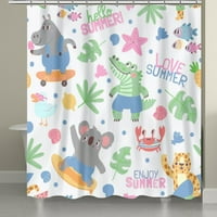 Цветни животни животни душ завеса баня сладък дизайн тъкан водоустойчив домашен душ завеса